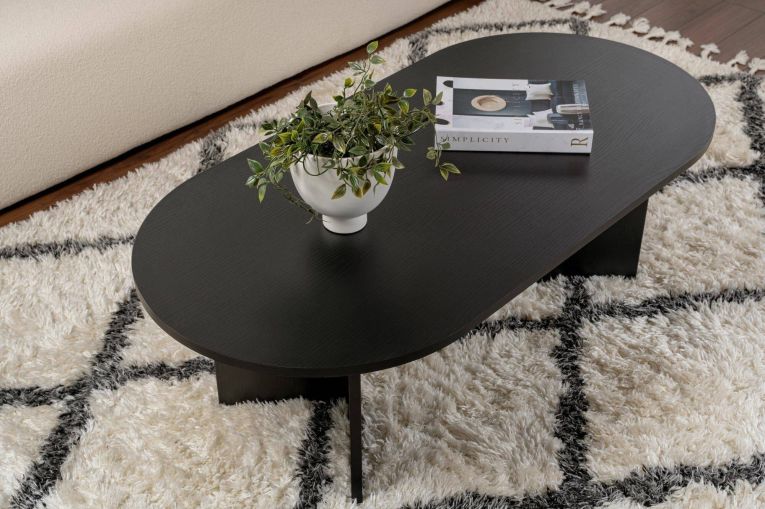 Tavolino da Salotto Nero Peso Massimo Supportato 20 kg Forma Rettangolare 119x60x40h cm, Materiale Piano in Legno Nobilitato - Elain