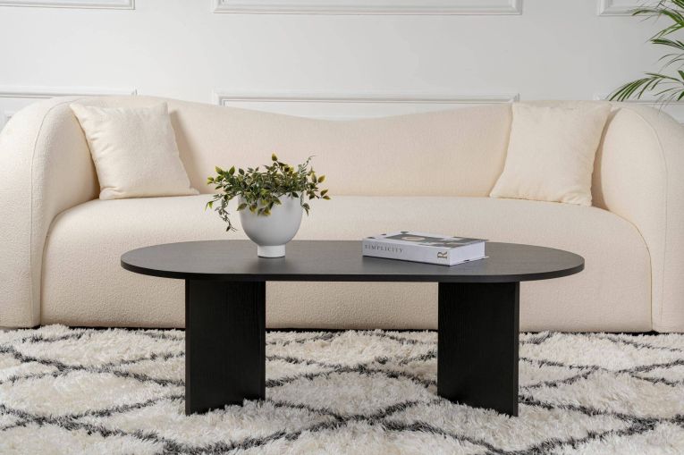 Tavolino da Salotto Nero Peso Massimo Supportato 20 kg Forma Rettangolare 119x60x40h cm, Materiale Piano in Legno Nobilitato - Elain