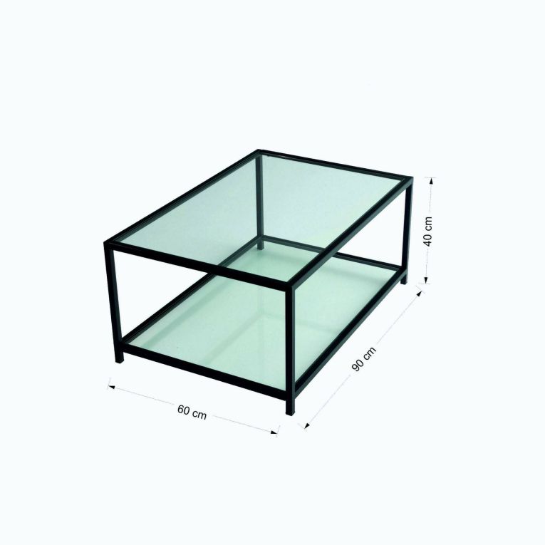 Tavolino da Salotto Nero Portariviste un Vano 90x60x40h cm, Forma Rettangolare - Mina