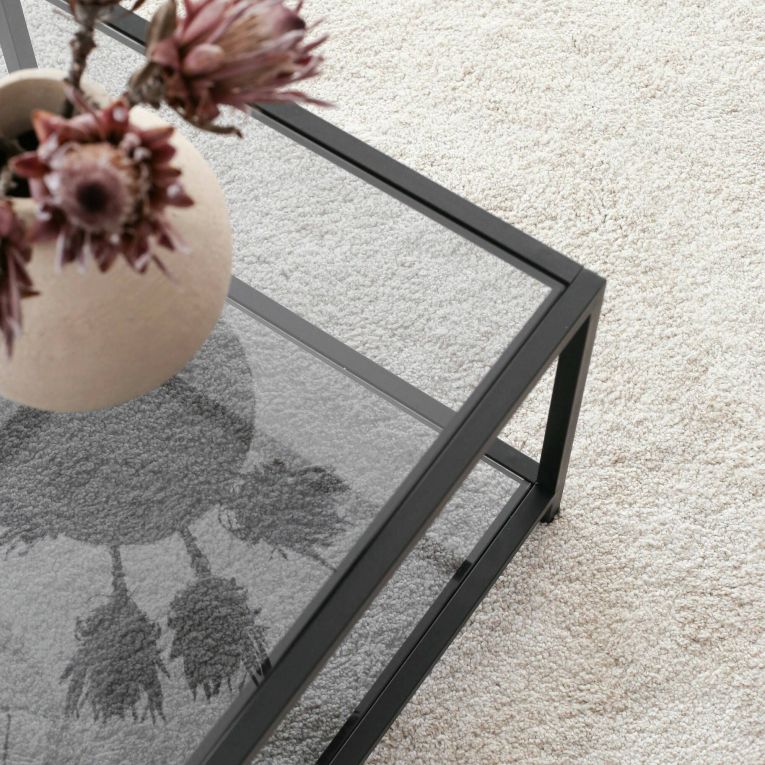 Tavolino da Salotto Nero Portariviste un Vano 90x60x40h cm, Forma Rettangolare - Mina