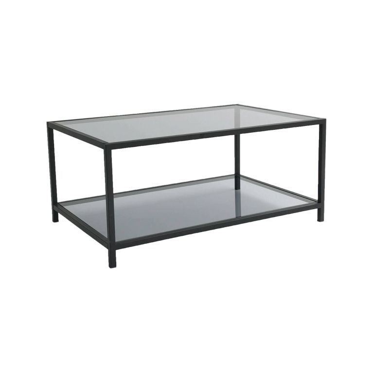 Tavolino da Salotto Nero Portariviste un Vano 90x60x40h cm, Forma Rettangolare - Mina