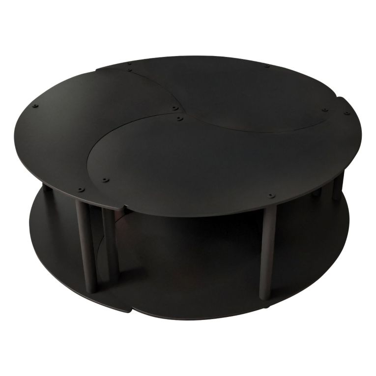 Tavolino da Salotto Nero set 3 Pezzi 3 Vani 70x70x38h cm, Forma Rotondo - Gignese