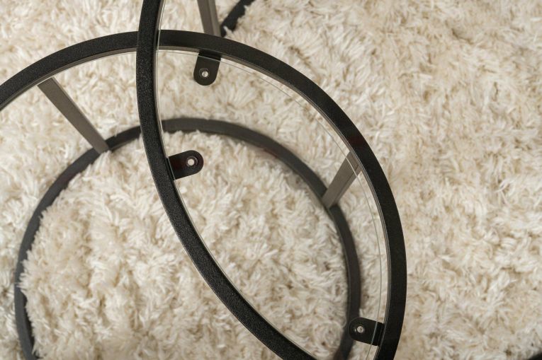 Tavolino da Salotto Nero set di 2 Tavolini Forma Rotondo 60x60x43h cm, Materiale Piano in Vetro - Xaden