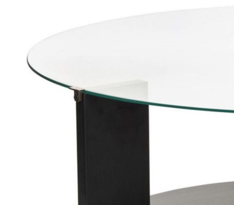 Tavolino da Salotto Nero Trasparente Forma Rotondo Colore Ripiano Trasparente 75x75x40h cm, Materiale Struttura in Vetro - Canevino
