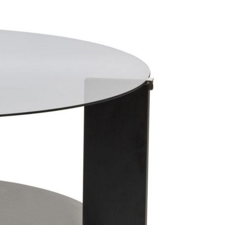 Tavolino da Salotto Nero Trasparente Fume Forma Rotondo Colore Ripiano Trasparente 75x75x40h cm, Materiale Struttura in Vetro - Canevino