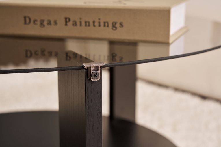 Tavolino da Salotto Nero Trasparente Fume Forma Rotondo Colore Ripiano Trasparente 75x75x40h cm, Materiale Struttura in Vetro - Canevino