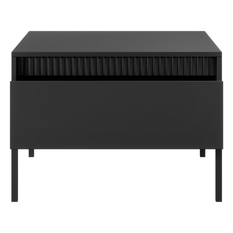 Tavolino da Salotto Nero un Cassetto con Piedini 68x48x68h cm, un Vano - Kasinela