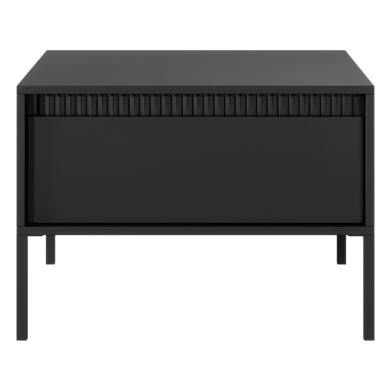 Tavolino da Salotto Nero un Cassetto con Piedini 68x48x68h cm, un Vano - Kasinela