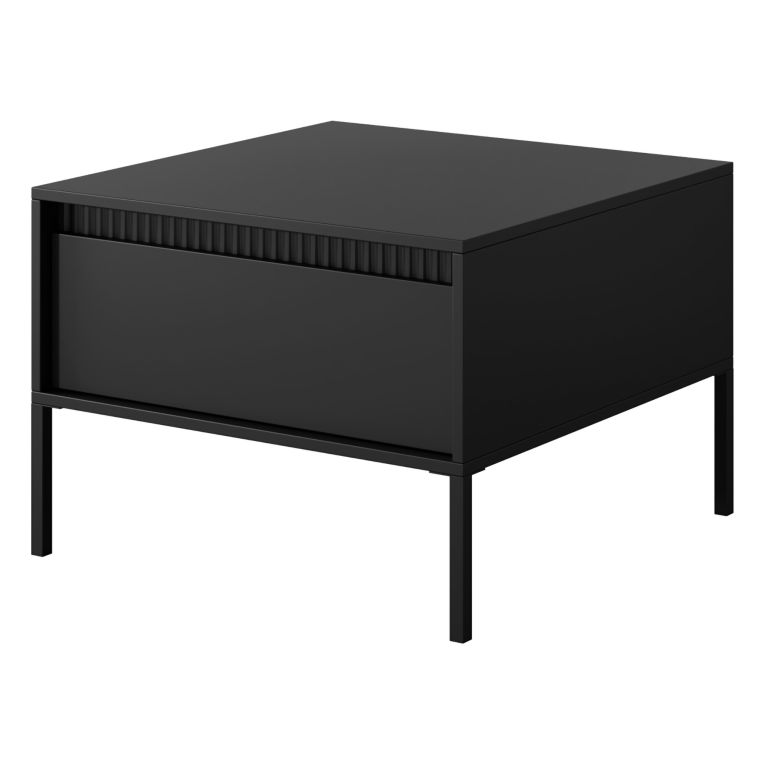 Tavolino da Salotto Nero un Cassetto con Piedini 68x48x68h cm, un Vano - Kasinela
