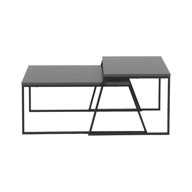 Tavolino da salotto Nestor, Tavolo basso da caffè, Portariviste per divano, Ripiano da soggiorno, 88x50 h38 cm, Antracite e Nero
