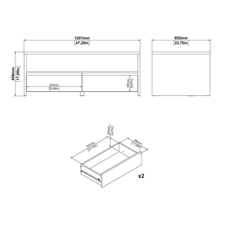 Tavolino da salotto Octavia, Tavolo basso da caffè, Portariviste per divano, Ripiano da soggiorno, 60x120 h46 cm, Rovere e Bianco