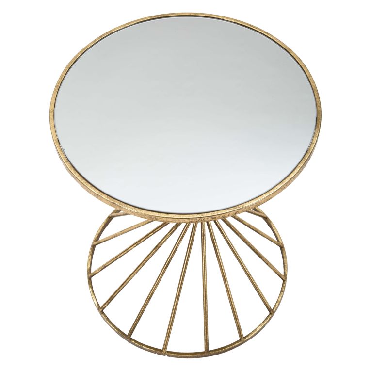 Tavolino da Salotto oro Bianco Forma Rotondo Colore Ripiano Bianco 42x42x50h cm, Materiale Struttura in Vetro - FoxGla