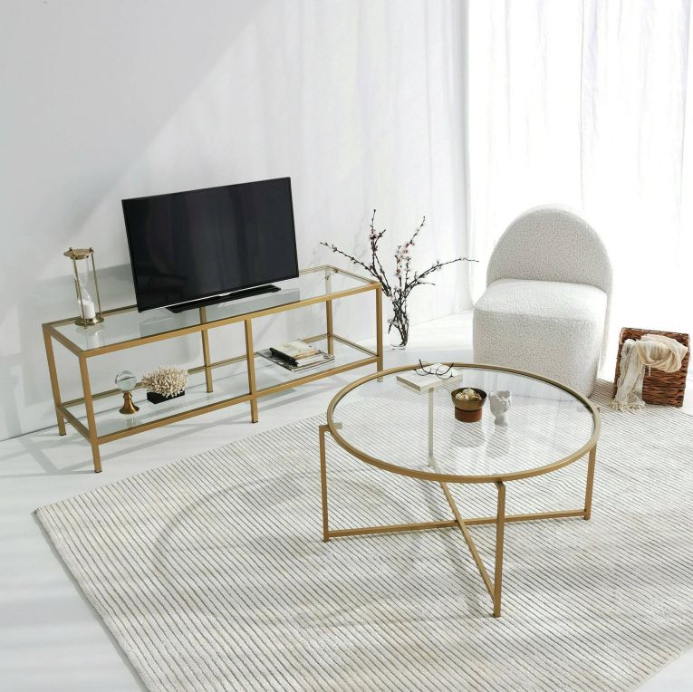 Tavolino da Salotto oro Cassetti 83x83x40h cm, Vani - Ecaterina