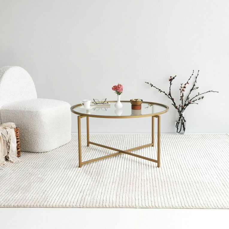Tavolino da Salotto oro Cassetti 83x83x40h cm, Vani - Ecaterina
