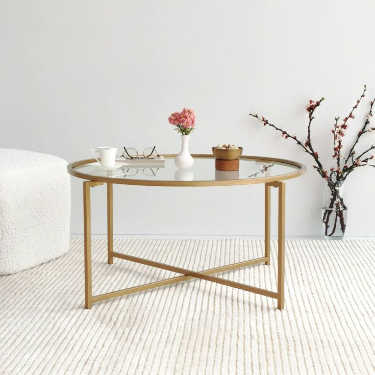 Tavolino da Salotto oro Cassetti 83x83x40h cm, Vani - Ecaterina