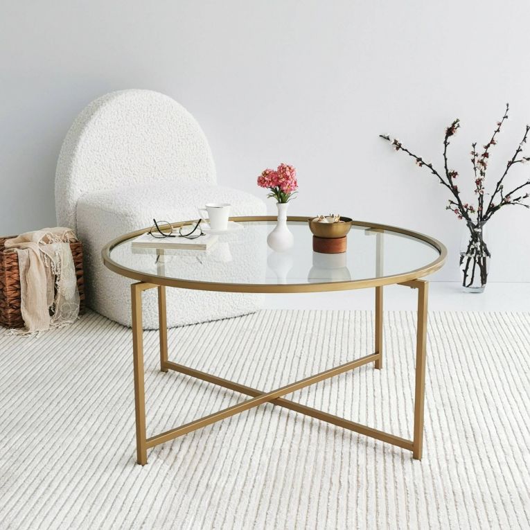 Tavolino da Salotto oro Cassetti 83x83x40h cm, Vani - Ecaterina