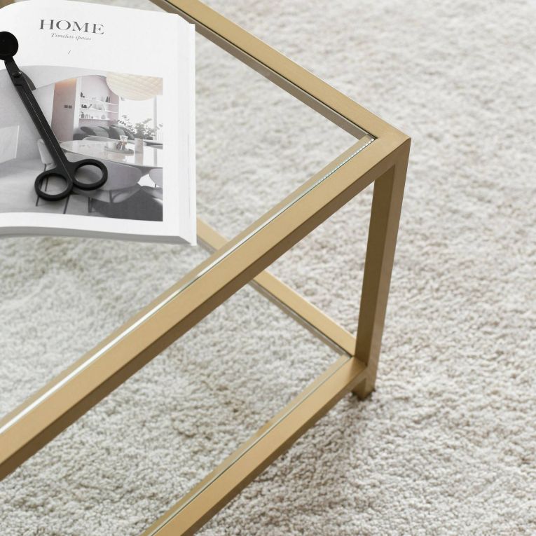 Tavolino da Salotto oro Cassetti 90x60x40h cm, un Vano - Mina