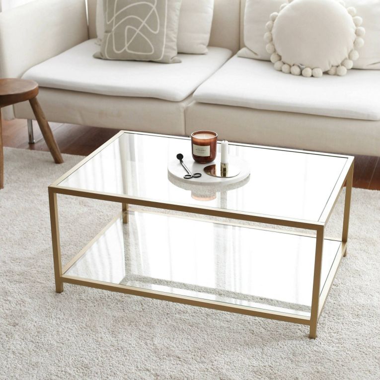 Tavolino da Salotto oro Cassetti 90x60x40h cm, un Vano - Mina