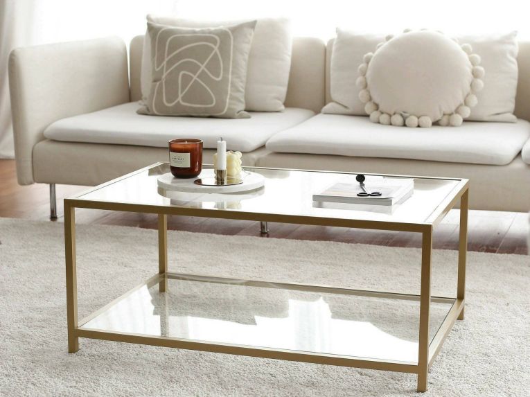 Tavolino da Salotto oro Cassetti 90x60x40h cm, un Vano - Mina