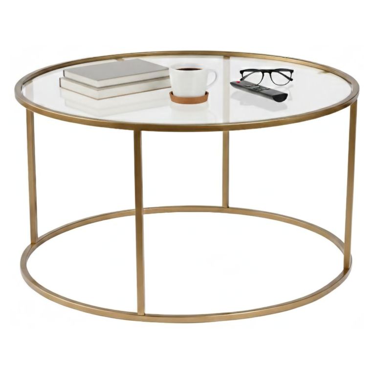 Tavolino da Salotto oro Cassetti Peso Massimo Supportato 10 kg 80x80x43h cm, Vani - Geralt