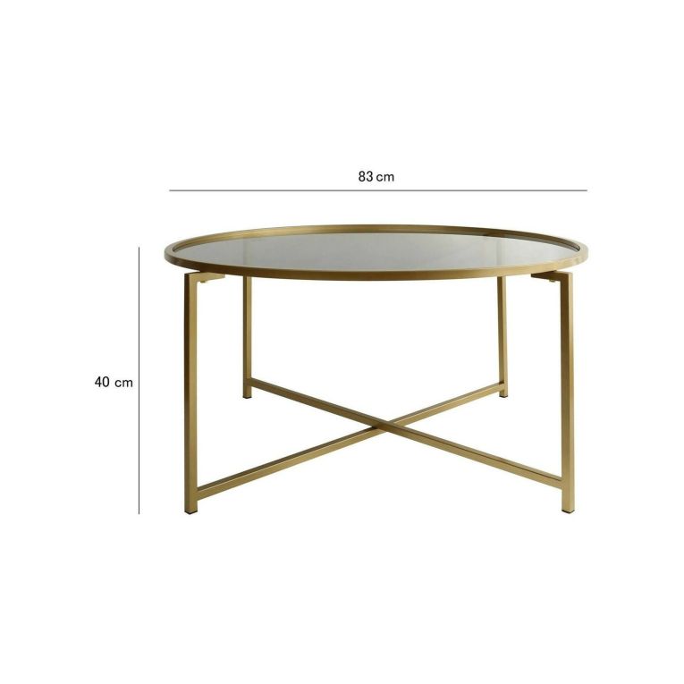 Tavolino da Salotto oro Effetto Fume Forma Rotonda 83x83x40h cm, Sfumatura Colore Ripiano Fume - Ecaterina