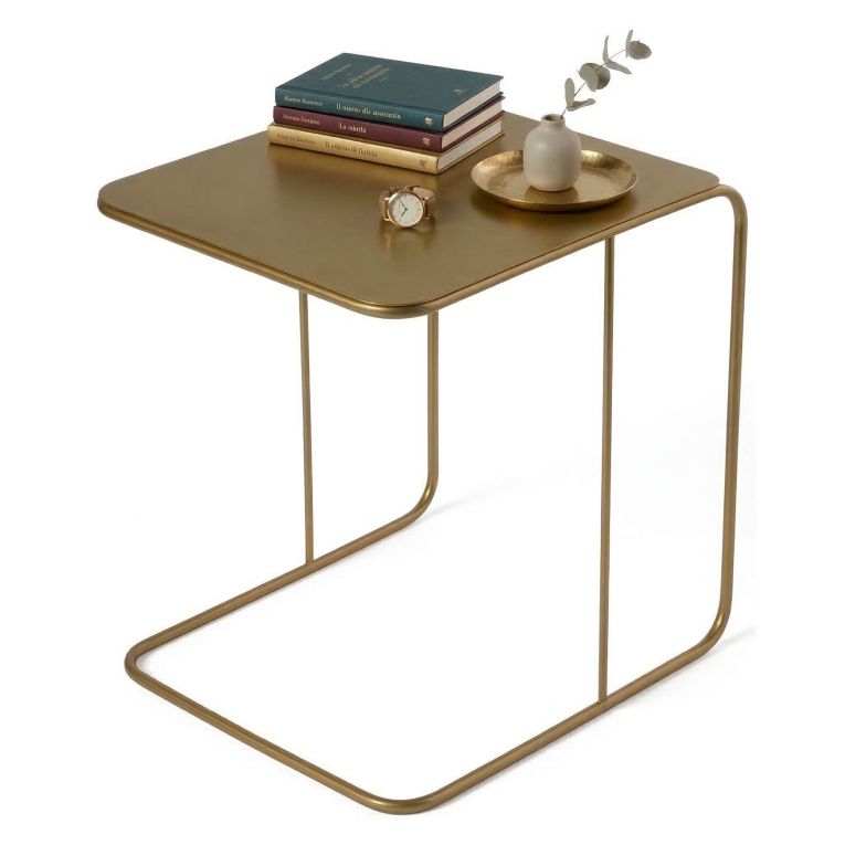 Tavolino da Salotto oro Lucido Forma Rettangolare Materiale Piano in Metallo 47x46x57h cm, Colore Ripiano oro - Cattaneo