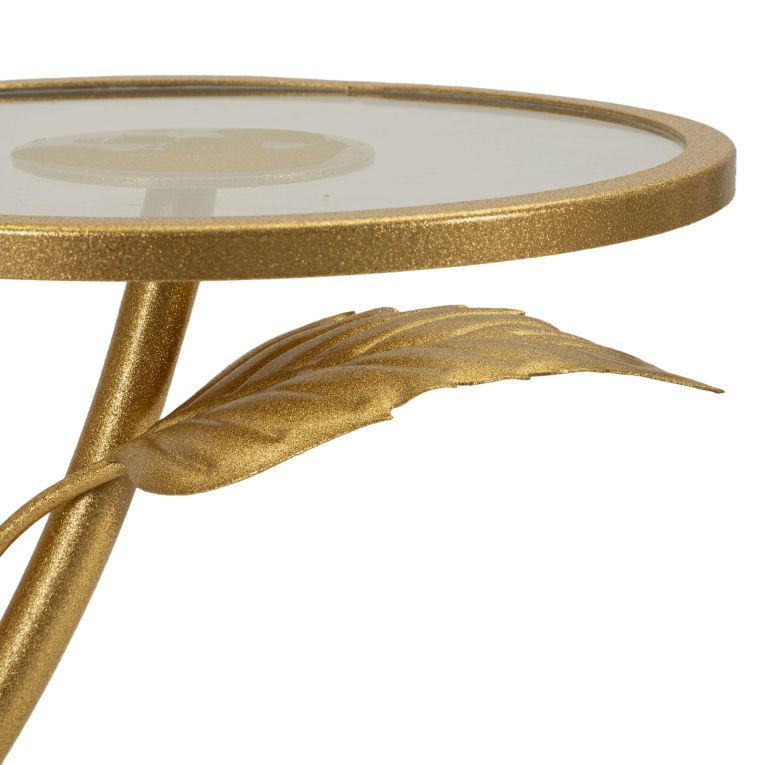 Tavolino da Salotto oro Trasparente 3 Ripiani Forma Rotondo 54x54x70h cm, Colore Ripiano Trasparente - Fana