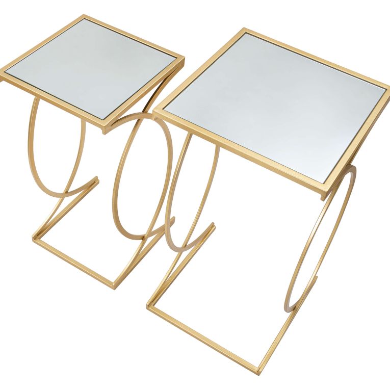 Tavolino da Salotto oro Trasparente set da 2 Modulabili Forma Quadrato 35x35x70h cm, Colore Ripiano Trasparente - Gane