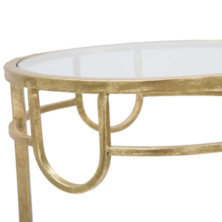 Tavolino da Salotto oro Trasparente set da 3 Portatelefono Forma Rotondo 33x33x70h cm, Colore Ripiano Trasparente - Gama
