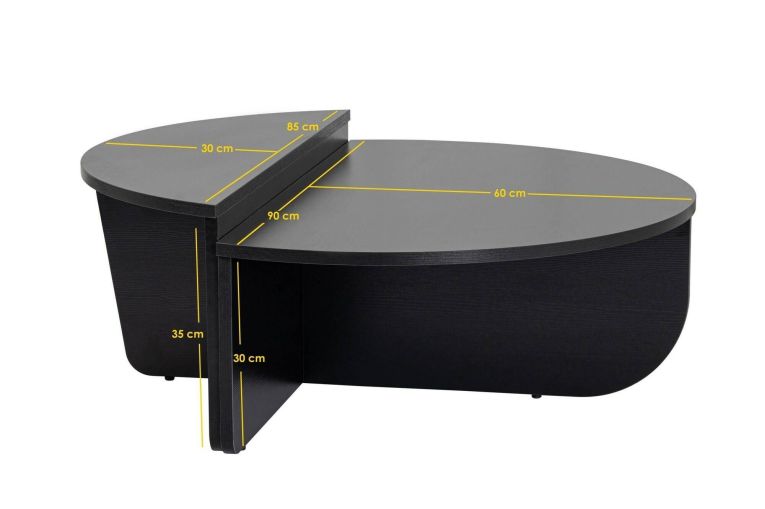 Tavolino da salotto ovale nero 90x60x35h cm - Feyre