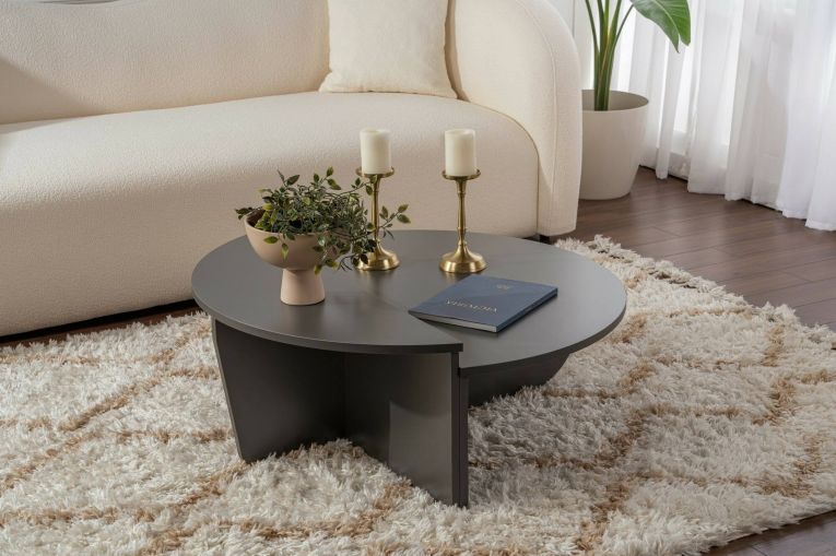 Tavolino da salotto Parete, Tavolo basso da caffè, Portariviste per divano, Ripiano da soggiorno, 90x60 h35 cm, Antracite