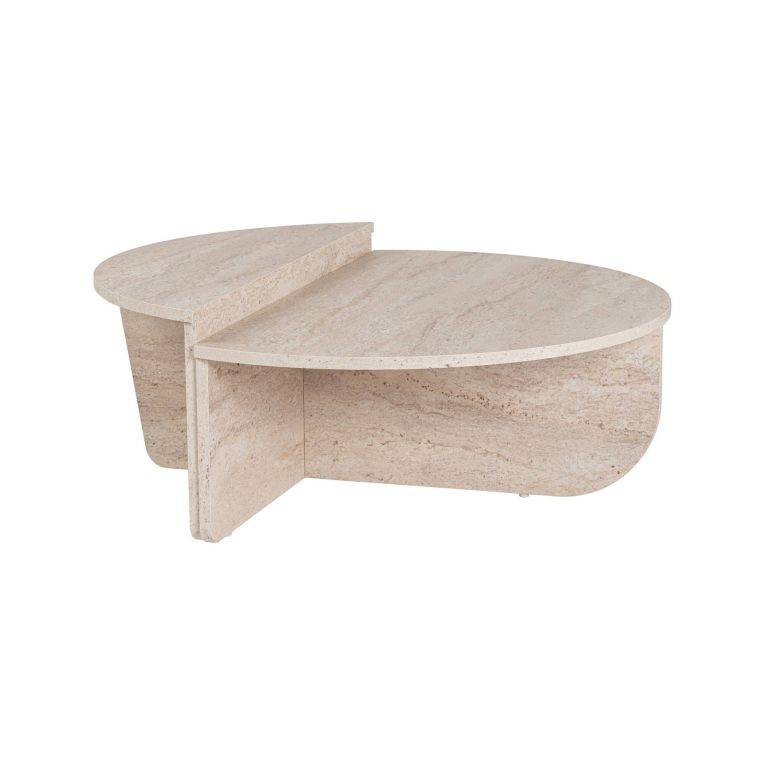 Tavolino da salotto Parete, Tavolo basso da caffè, Portariviste per divano, Ripiano da soggiorno, 90x60 h35 cm, Beige e Marmo
