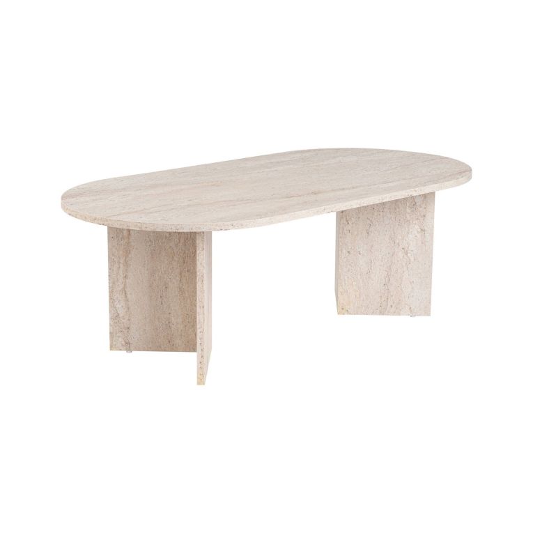 Tavolino da salotto Parrano, Tavolo basso da caffè, Portariviste per divano, Ripiano da soggiorno, 119x60 h40 cm, Beige