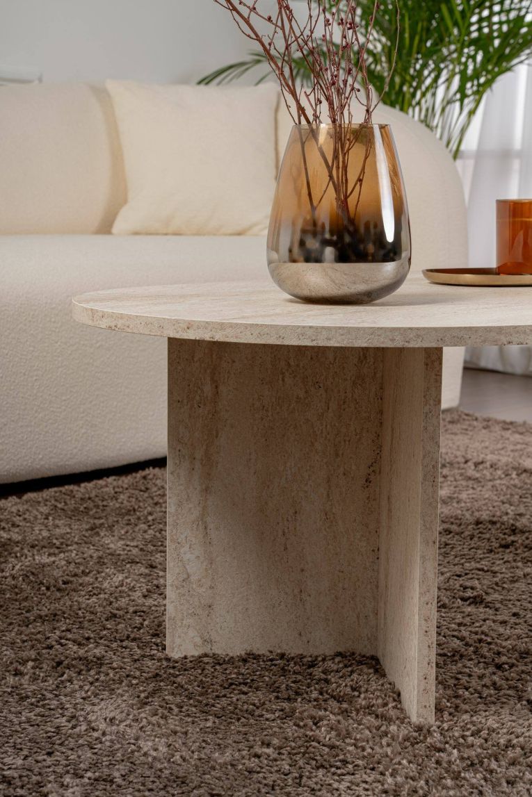 Tavolino da salotto Parrano, Tavolo basso da caffè, Portariviste per divano, Ripiano da soggiorno, 119x60 h40 cm, Beige