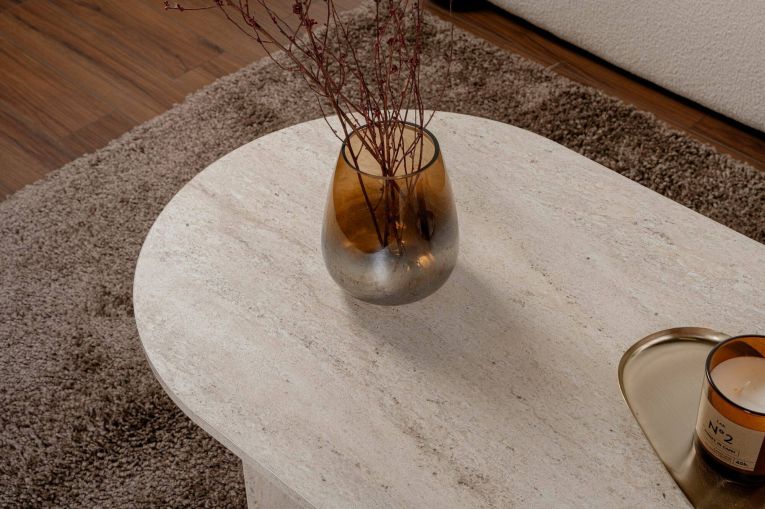 Tavolino da salotto Parrano, Tavolo basso da caffè, Portariviste per divano, Ripiano da soggiorno, 119x60 h40 cm, Beige