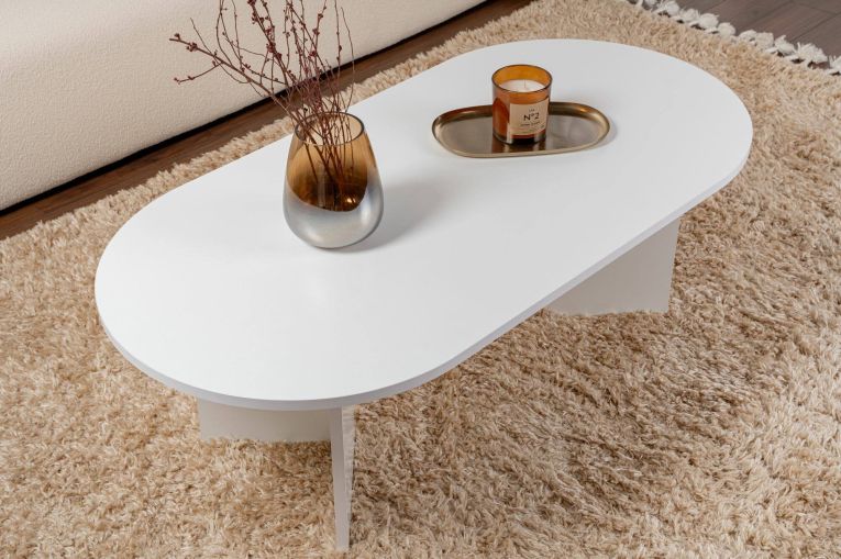 Tavolino da salotto Parrano, Tavolo basso da caffè, Portariviste per divano, Ripiano da soggiorno, 119x60 h40 cm, Bianco