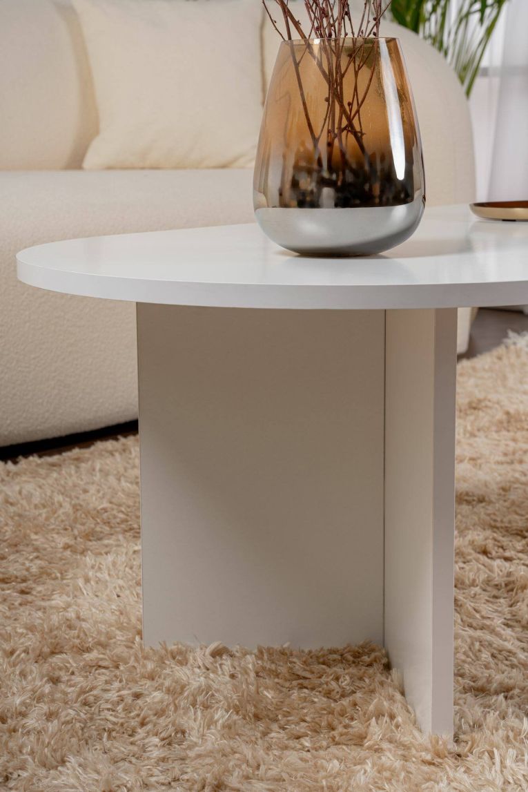 Tavolino da salotto Parrano, Tavolo basso da caffè, Portariviste per divano, Ripiano da soggiorno, 119x60 h40 cm, Bianco