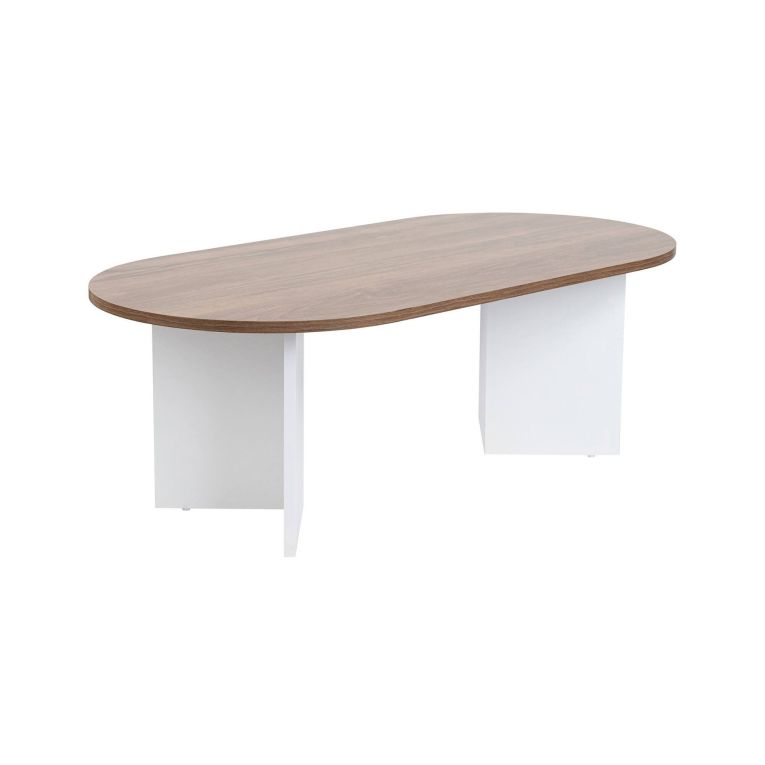 Tavolino da salotto Parrano, Tavolo basso da caffè, Portariviste per divano, Ripiano da soggiorno, 119x60 h40 cm, Noce e Bianco