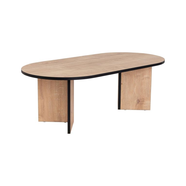 Tavolino da salotto Parrano, Tavolo basso da caffè, Portariviste per divano, Ripiano da soggiorno, 119x60 h40 cm, Quercia e Nero