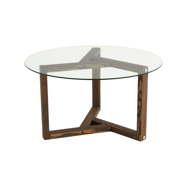 Tavolino da salotto Phaedra, Tavolo basso da soggiorno, Ripiano da caffè, Tavolino per divano, 75x75h40 cm, Noce