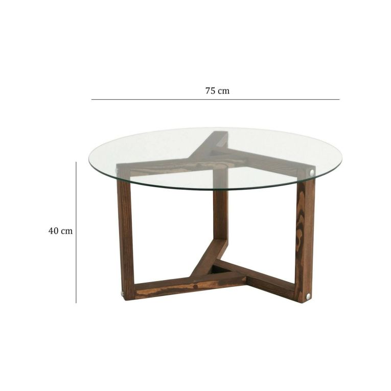 Tavolino da salotto Phaedra, Tavolo basso da soggiorno, Ripiano da caffè, Tavolino per divano, 75x75h40 cm, Noce