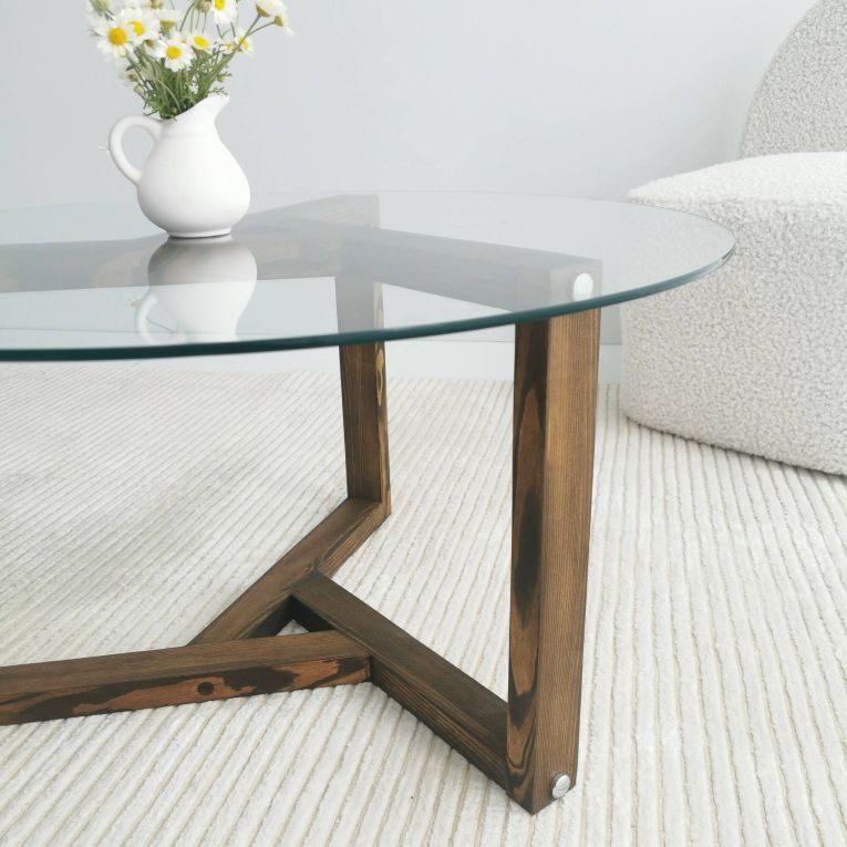 Tavolino da salotto Phaedra, Tavolo basso da soggiorno, Ripiano da caffè, Tavolino per divano, 75x75h40 cm, Noce
