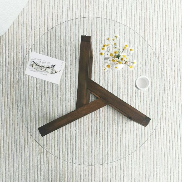Tavolino da salotto Phaedra, Tavolo basso da soggiorno, Ripiano da caffè, Tavolino per divano, 75x75h40 cm, Noce