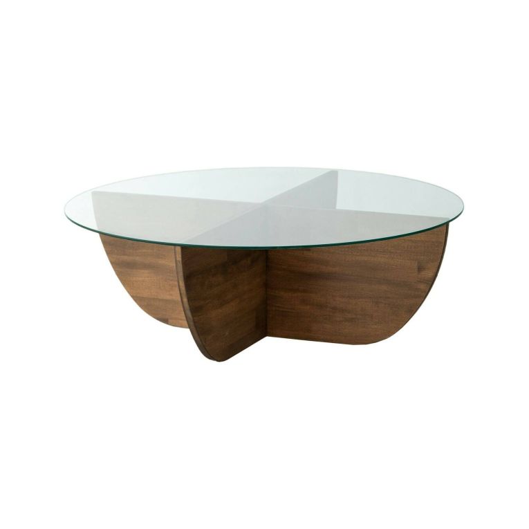 Tavolino da salotto Phoebe, Ripiano da caffè, Tavolino per divano, 90x90h30 cm, Noce