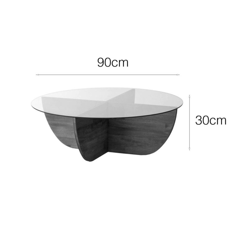 Tavolino da salotto Phoebe, Ripiano da caffè, Tavolino per divano, 90x90h30 cm, Noce