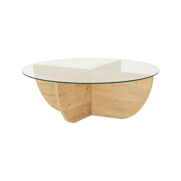 Tavolino da salotto Phoebe, Tavolo basso da soggiorno, Ripiano da caffè, 90x90h30 cm, Rovere