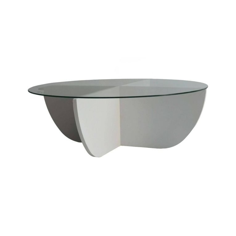 Tavolino da salotto Phoebe, Tavolo basso da soggiorno, Ripiano da caffè, Tavolino per divano, 90x90h30 cm, Bianco