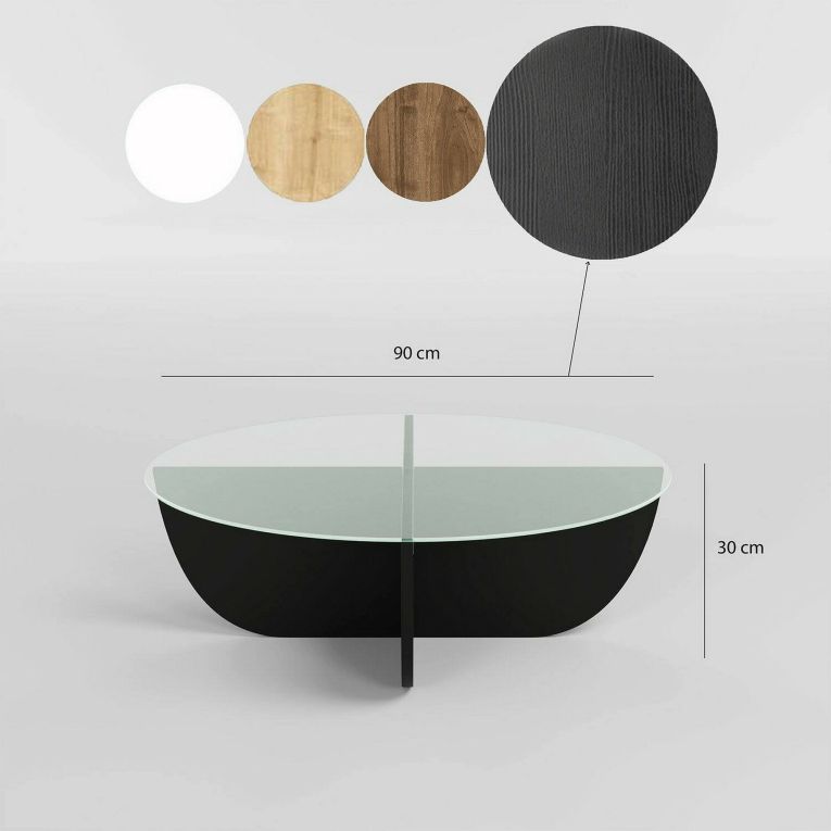 Tavolino da salotto Phoebe, Tavolo basso da soggiorno, Ripiano da caffè, Tavolino per divano, 90x90h30 cm, Nero
