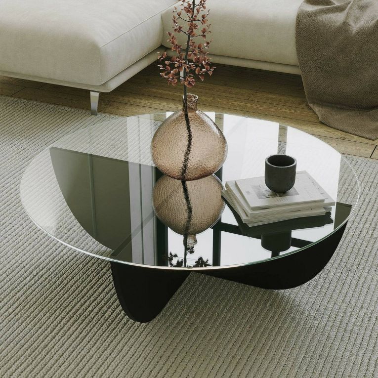 Tavolino da salotto Phoebe, Tavolo basso da soggiorno, Ripiano da caffè, Tavolino per divano, 90x90h30 cm, Nero