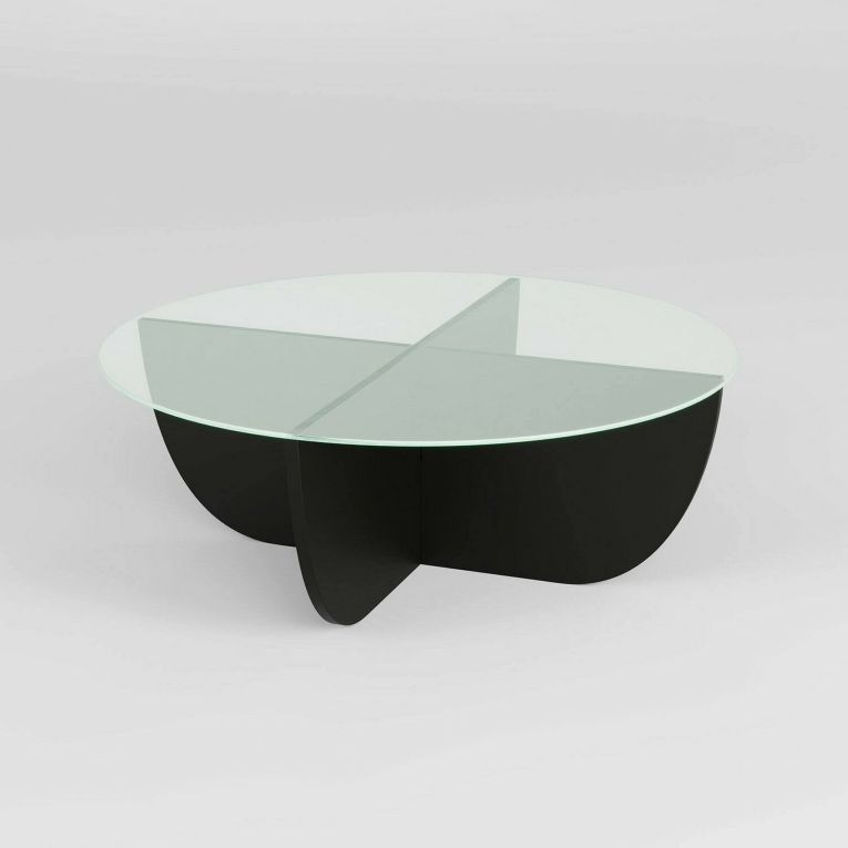 Tavolino da salotto Phoebe, Tavolo basso da soggiorno, Ripiano da caffè, Tavolino per divano, 90x90h30 cm, Nero
